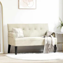 vidaXL Banco Chesterfield 112 x 65,5 x 75 cm Terciopelo Crema New