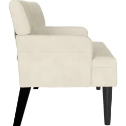 vidaXL Banco Chesterfield 112 x 65,5 x 75 cm Terciopelo Crema New