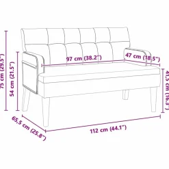 vidaXL Banco Chesterfield 112 x 65,5 x 75 cm Terciopelo Crema New