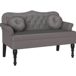 vidaXL Banco Chesterfield 120.5 x 65 x 75 cm Cuero sintético Gris Sale