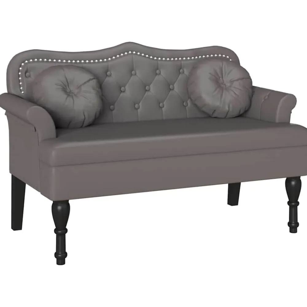 vidaXL Banco Chesterfield 120.5 x 65 x 75 cm Cuero sintético Gris Sale