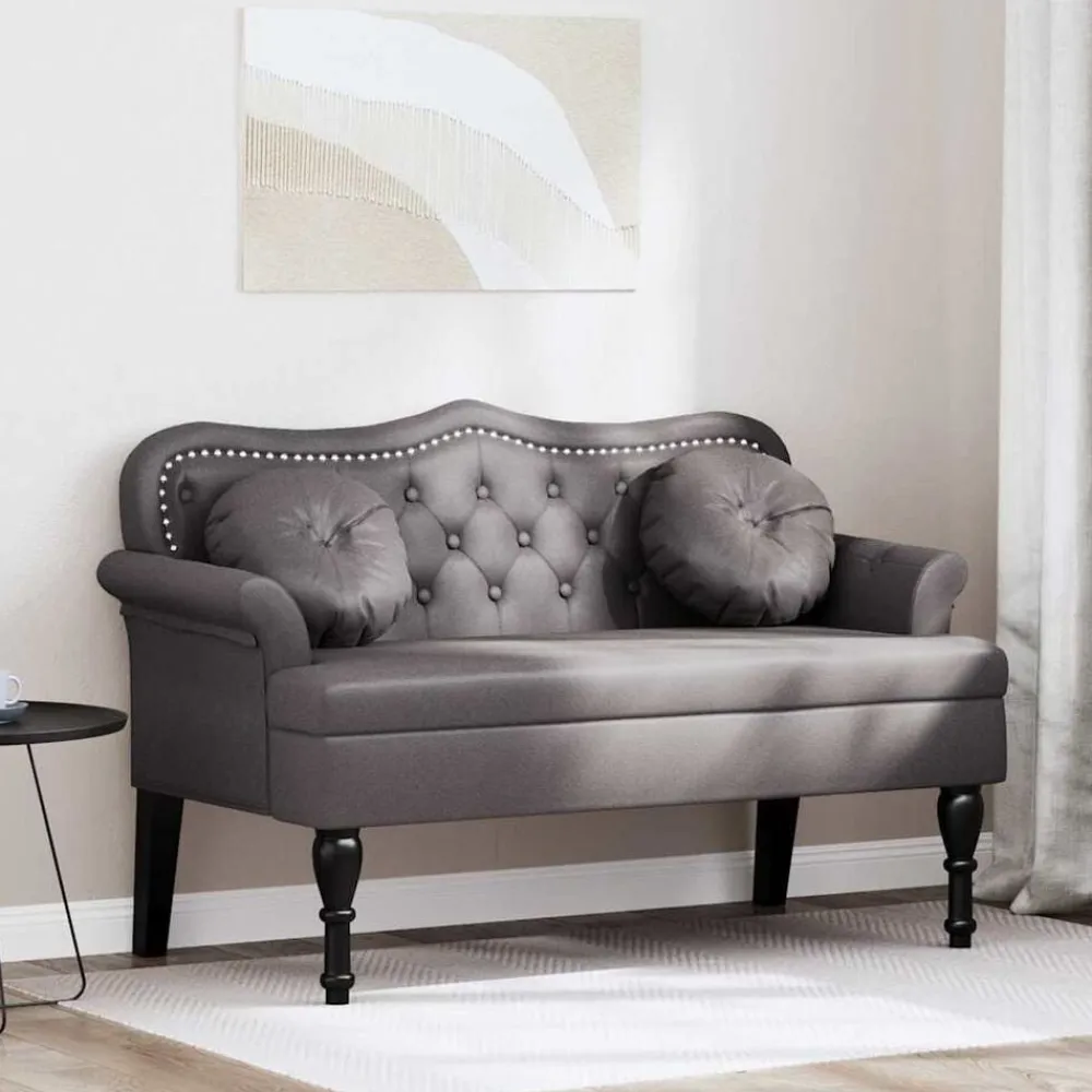 vidaXL Banco Chesterfield 120.5 x 65 x 75 cm Cuero sintético Gris Sale