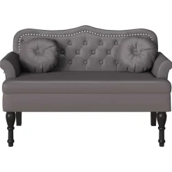 vidaXL Banco Chesterfield 120.5 x 65 x 75 cm Cuero sintético Gris Sale