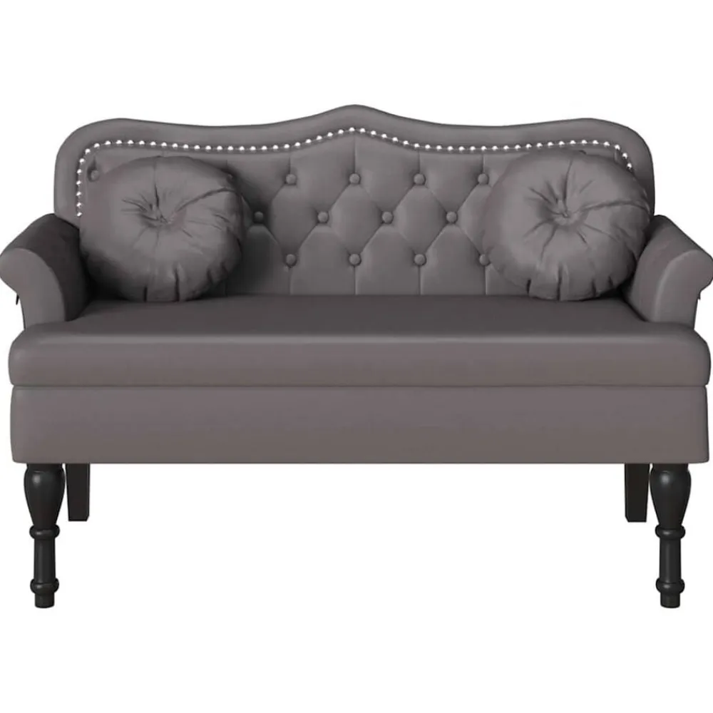 vidaXL Banco Chesterfield 120.5 x 65 x 75 cm Cuero sintético Gris Sale