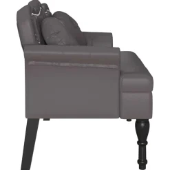 vidaXL Banco Chesterfield 120.5 x 65 x 75 cm Cuero sintético Gris Sale