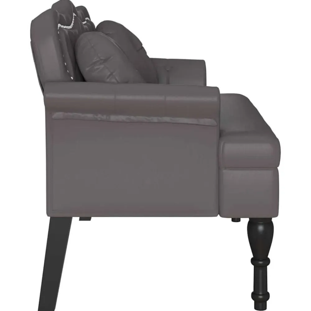 vidaXL Banco Chesterfield 120.5 x 65 x 75 cm Cuero sintético Gris Sale