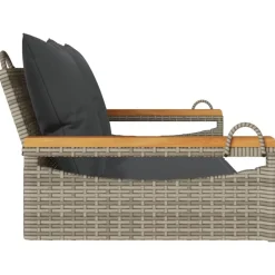 vidaXL Muebles De Jardín-Banco columpio con cojines ratán sintético gris 109x62x40 cm