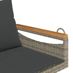 vidaXL Muebles De Jardín-Banco columpio con cojines ratán sintético gris 109x62x40 cm