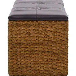 vidaXL Banco con 2 cestas hierba marina 71x40x42 cm marrón Marr&oacute;n Online
