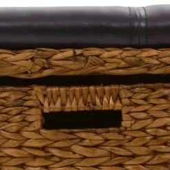 vidaXL Banco con 2 cestas hierba marina 71x40x42 cm marrón Marr&oacute;n Online