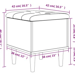 vidaXL Banco con almacenaje madera ingeniería 42x42x46 cm Gris sonoma