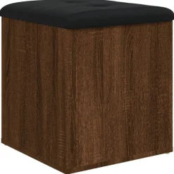 vidaXL Banco con almacenaje madera ingeniería roble marrón 42x42x45 cm Marr&oacute;n roble Online