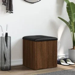 vidaXL Banco con almacenaje madera ingeniería roble marrón 42x42x45 cm Marr&oacute;n roble Online