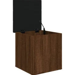 vidaXL Banco con almacenaje madera ingeniería roble marrón 42x42x45 cm Marr&oacute;n roble Online