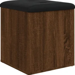 vidaXL Banco con almacenaje madera ingeniería roble marrón 42x42x45 cm Marr&oacute;n roble Online