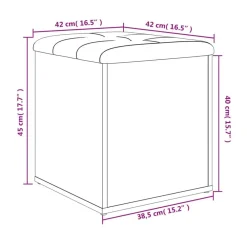 vidaXL Banco con almacenaje madera ingeniería roble marrón 42x42x45 cm Marr&oacute;n roble Online
