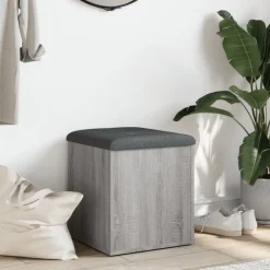 vidaXL Banco con almacenaje madera ingeniería 42x42x45 cm Gris sonoma New