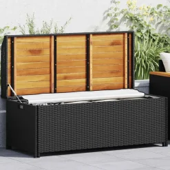 vidaXL Banco con almacenaje madera acacia ratán PE gris 100x50x52 cm Outlet