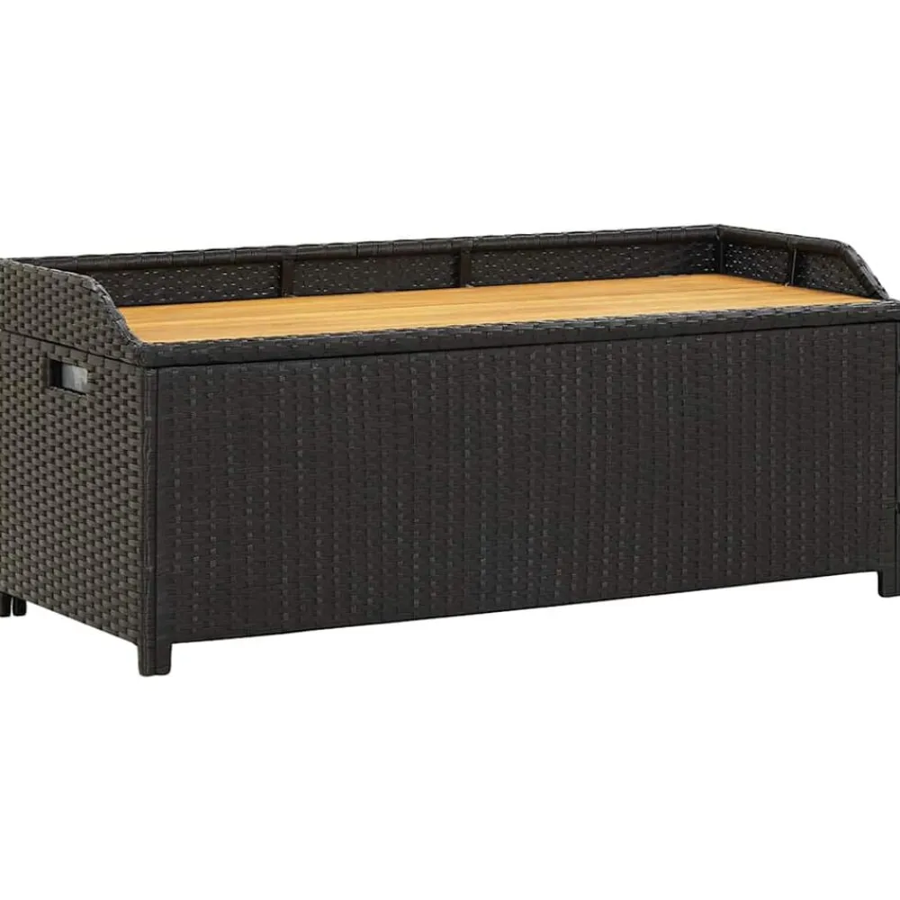vidaXL Banco con almacenaje madera acacia ratán PE gris 100x50x52 cm Outlet