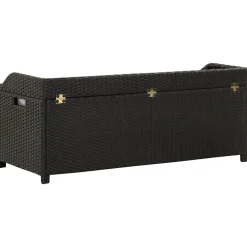 vidaXL Banco con almacenaje madera acacia ratán PE gris 100x50x52 cm Outlet