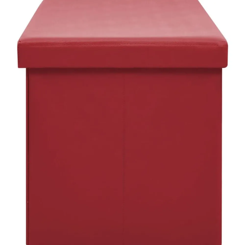 vidaXL Banco con almacenaje plegable PVC Rojo vino tinto Hot