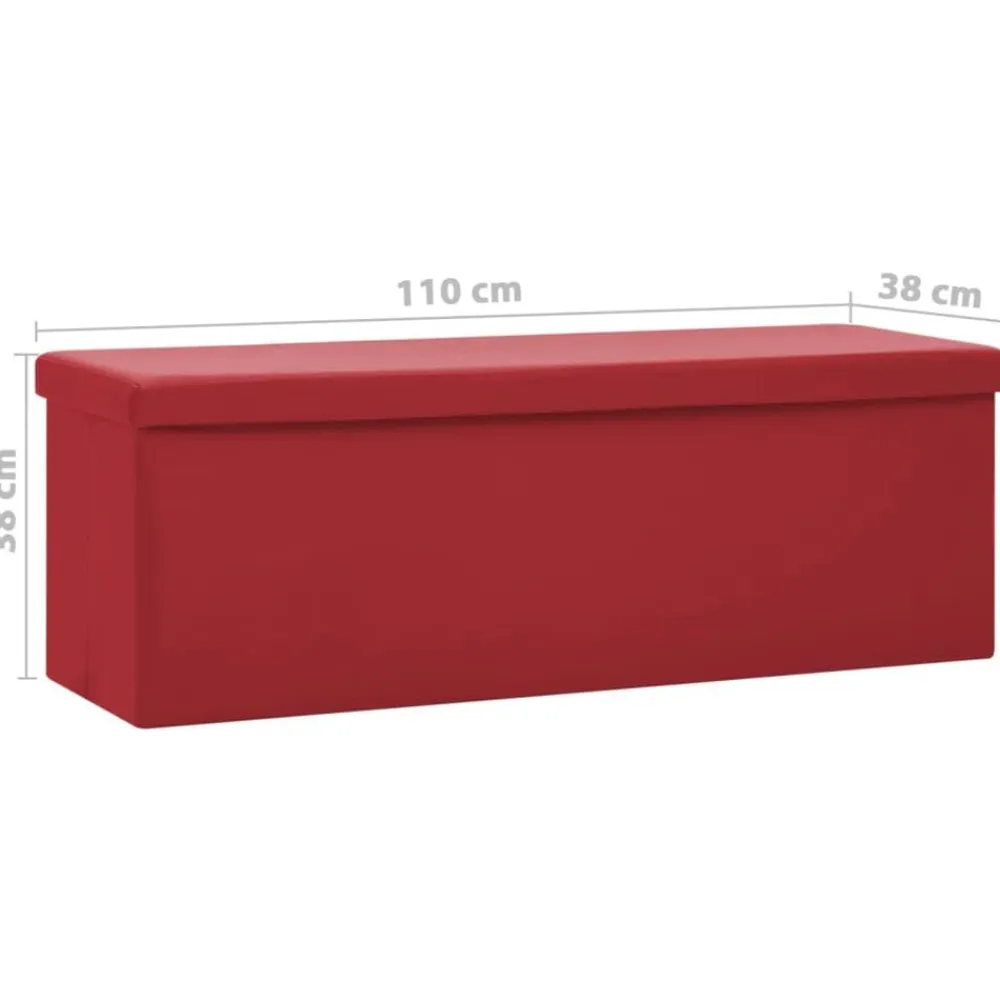 vidaXL Banco con almacenaje plegable PVC Rojo vino tinto Hot