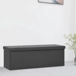vidaXL Banco con almacenaje plegable PVC Gris Online