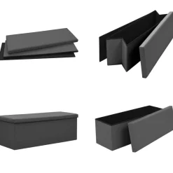 vidaXL Banco con almacenaje plegable PVC Gris Online