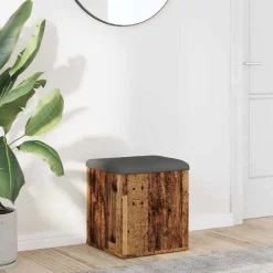 vidaXL Bancos-Banco con almacenaje madera ingeniería madera vieja 42x42x45 cm