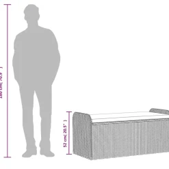 vidaXL Muebles De Jardín-Banco con almacenaje y cojín ratán sintético 115x51x52 cm