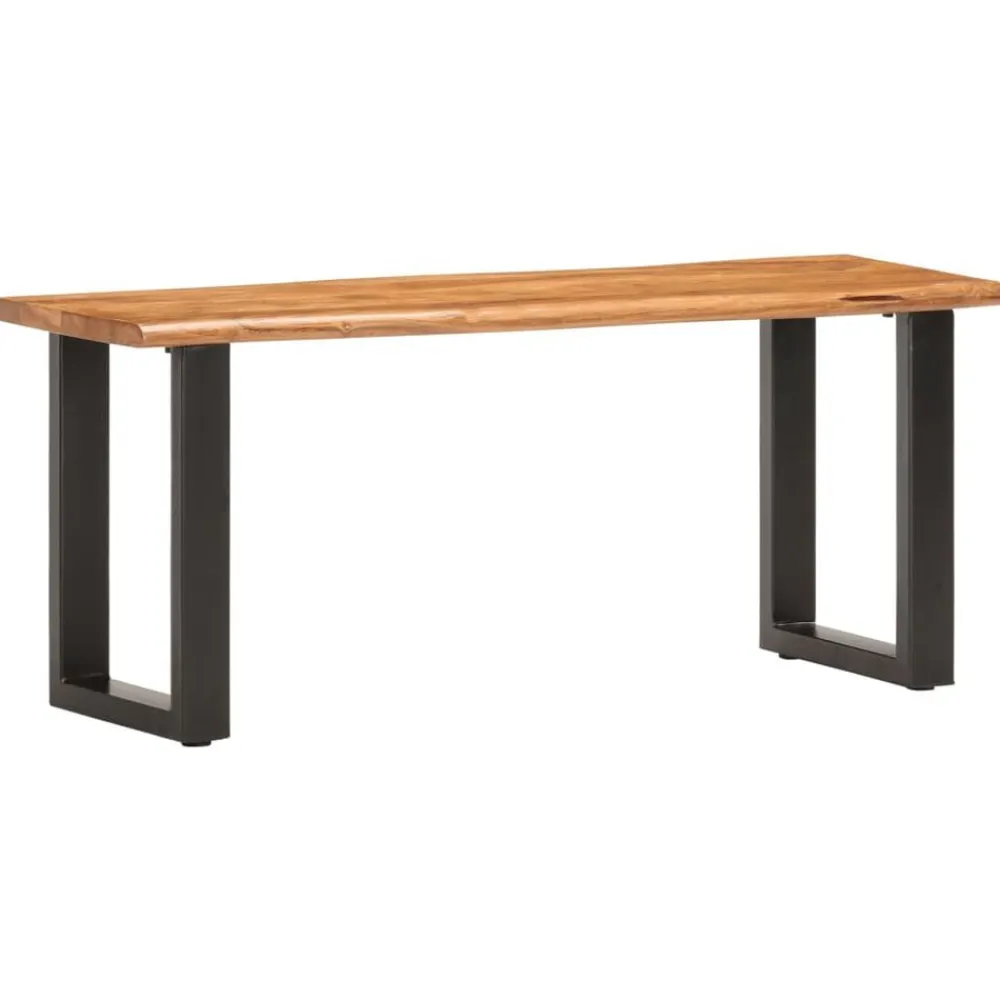 vidaXL Banco con borde irregular madera maciza de acacia y acero 110cm Marrón Online