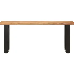 vidaXL Banco con borde irregular madera maciza de acacia y acero 110cm Marr&oacute;n Online