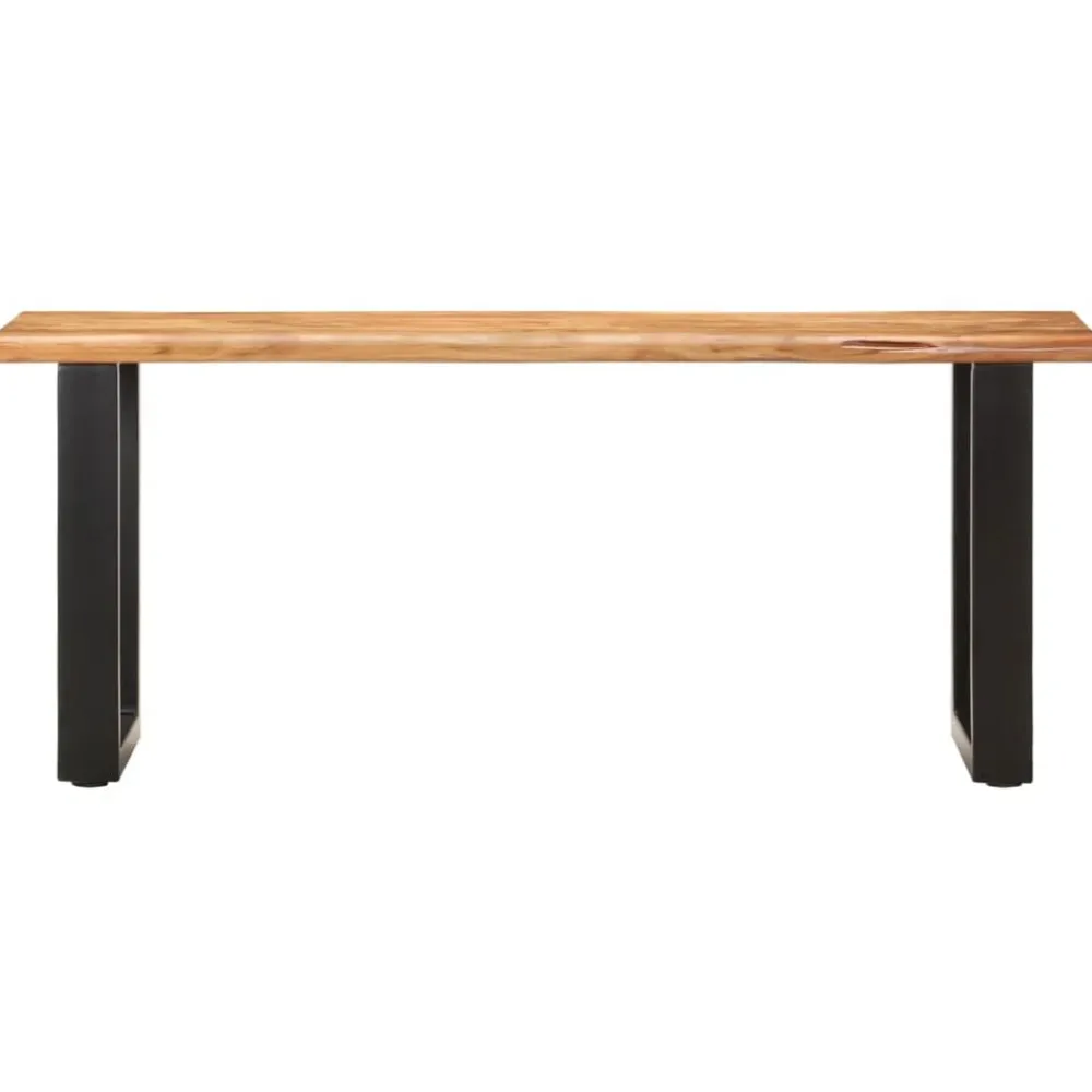 vidaXL Banco con borde irregular madera maciza de acacia y acero 110cm Marrón Online