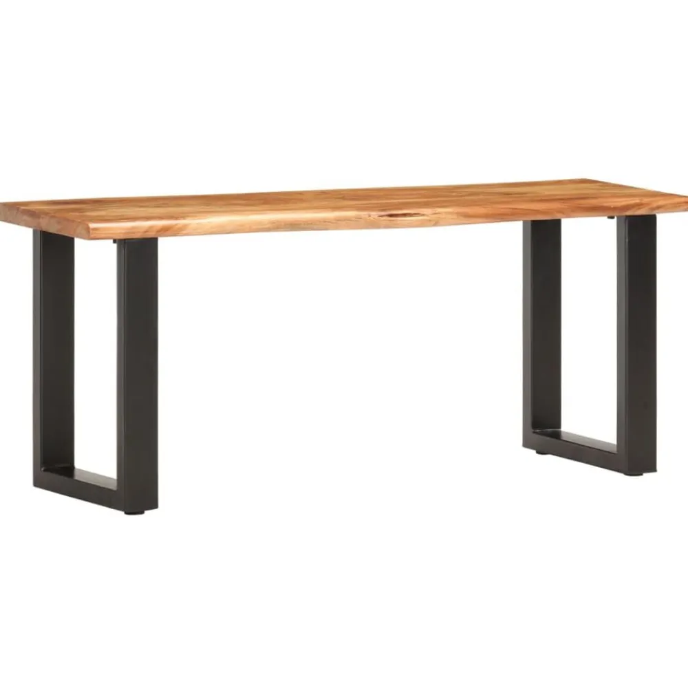 vidaXL Banco con borde irregular madera maciza de acacia y acero 110cm Marrón Online