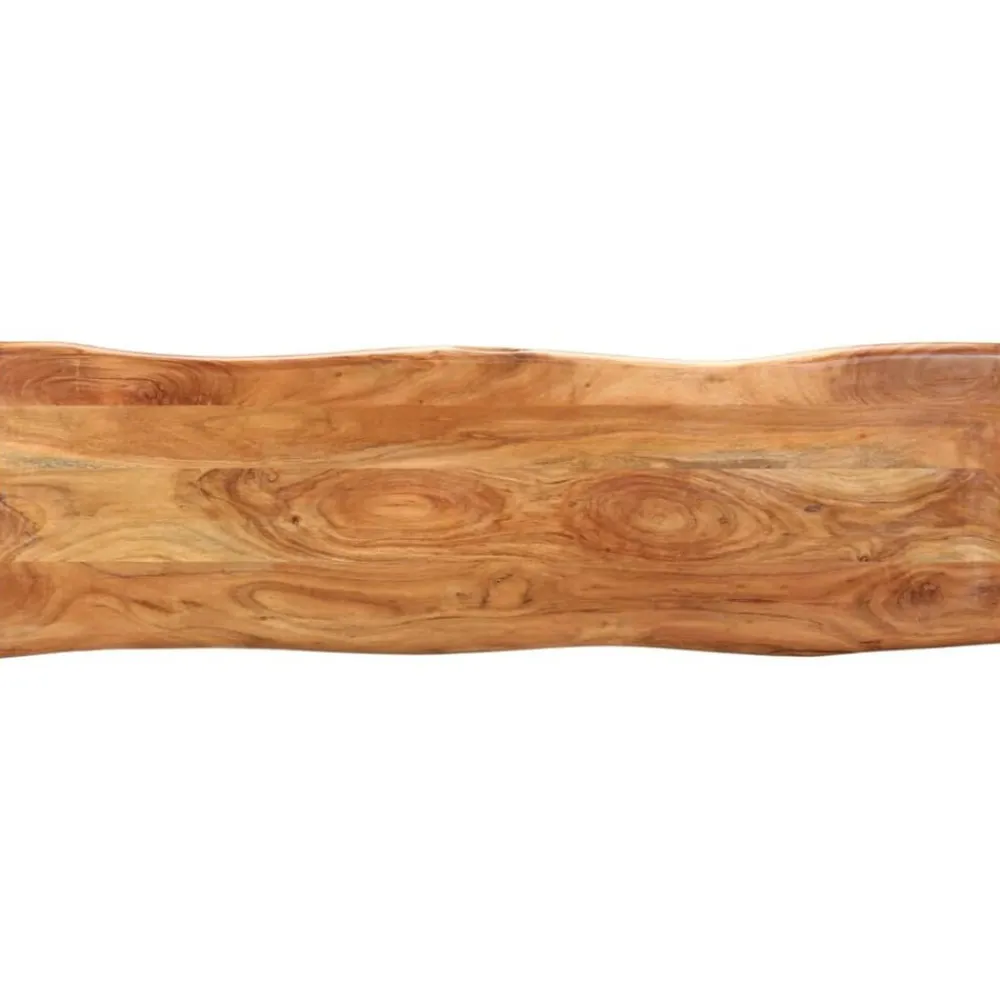 vidaXL Banco con borde irregular madera maciza de acacia y acero 110cm Marrón Online