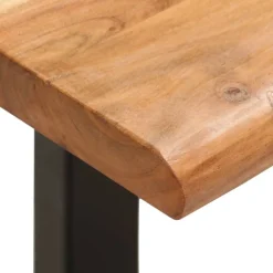 vidaXL Banco con borde irregular madera maciza de acacia y acero 110cm Marrón Online