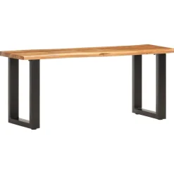 vidaXL Banco con borde irregular madera maciza de acacia y acero 110cm Marrón Online