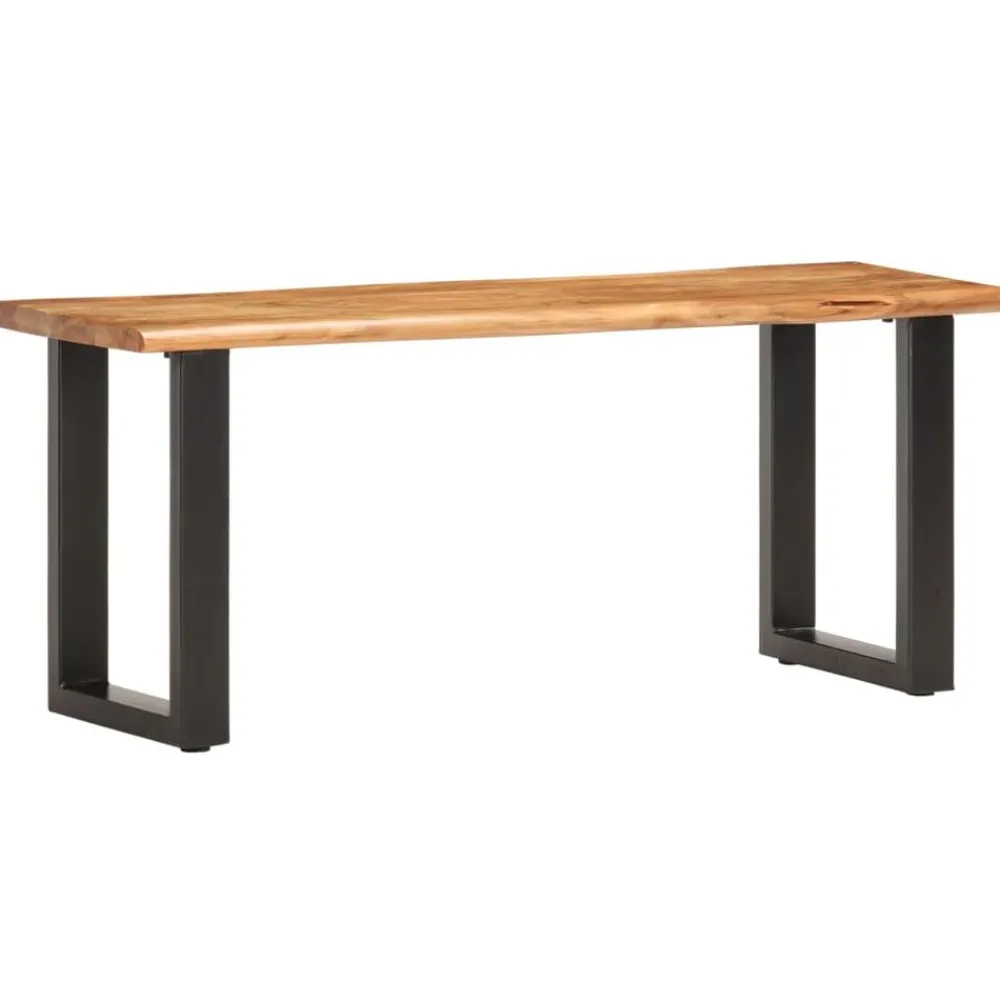 vidaXL Banco con borde irregular madera maciza de acacia y acero 110cm Marrón Online