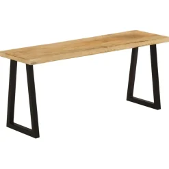 vidaXL Bancos-Banco con borde natural de madera de mango maciza 105 cm