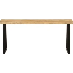 vidaXL Bancos-Banco con borde natural de madera de mango maciza 105 cm