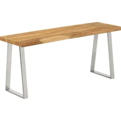 vidaXL Bancos-Banco con borde natural madera de acacia maciza 105 cm