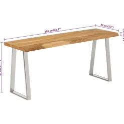 vidaXL Bancos-Banco con borde natural madera de acacia maciza 105 cm