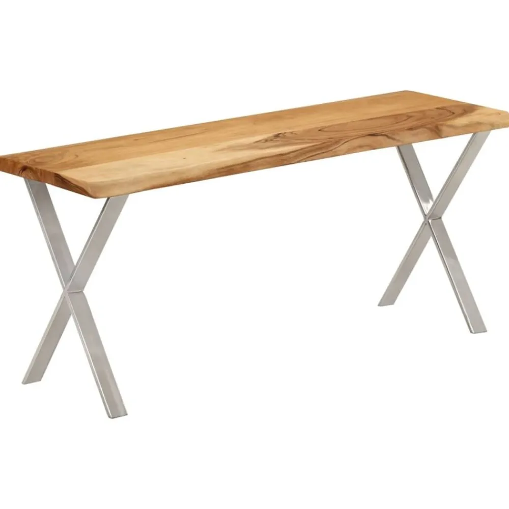 vidaXL Bancos-Banco con borde natural madera de acacia maciza 105 cm