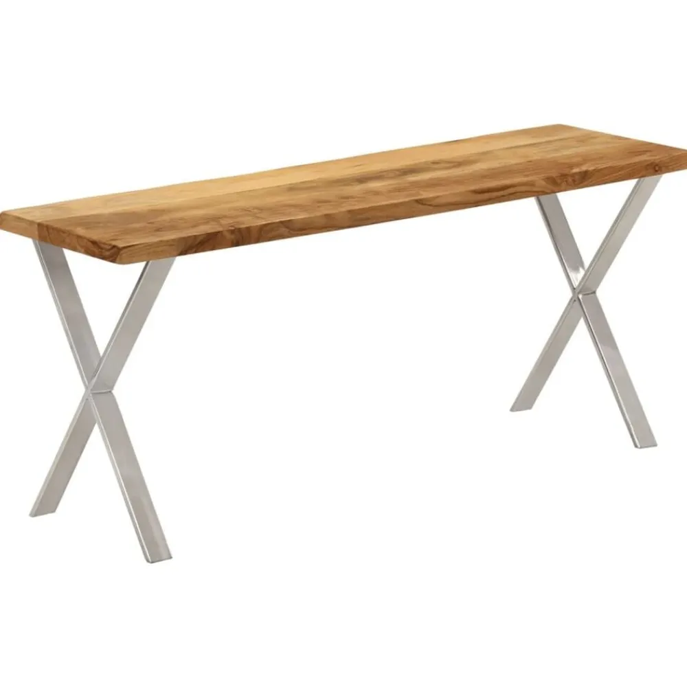 vidaXL Bancos-Banco con borde natural madera de acacia maciza 105 cm