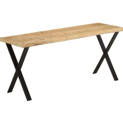 vidaXL Banco con borde natural de madera de mango maciza 105 cm Negro Sale