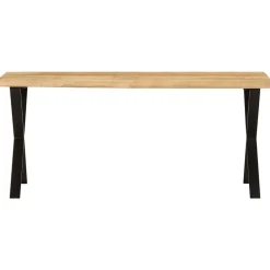 vidaXL Banco con borde natural de madera de mango maciza 105 cm Negro Sale