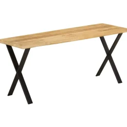 vidaXL Banco con borde natural de madera de mango maciza 105 cm Negro Sale