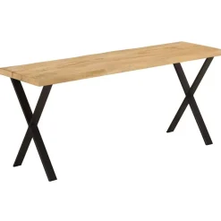 vidaXL Banco con borde natural de madera de mango maciza 105 cm Negro Sale