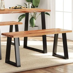 vidaXL Bancos-Banco con borde vivo madera maciza de acacia 110 cm