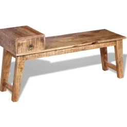 vidaXL Banco con cajón madera maciza de mango 120x36x60 cm Discount